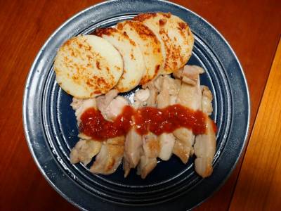 鶏もも肉と長芋のソテー 梅わさびだれ