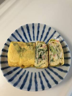 かにとみつばの卵焼き