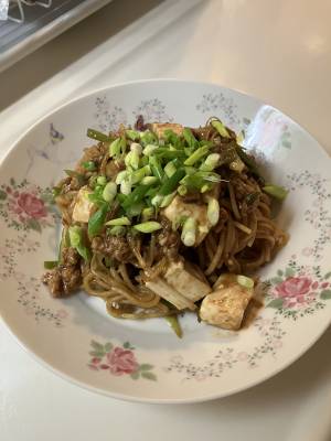 ねぎづくし マーボーパスタ