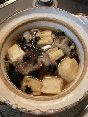 揚げ餅と豚肉ののり煮