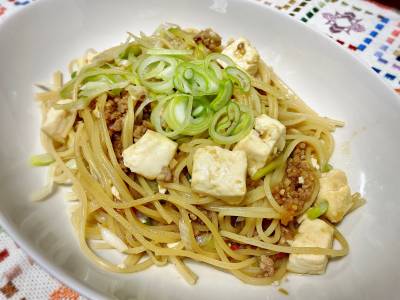 ねぎづくし マーボーパスタ