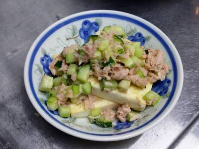 豆腐ステーキツナそぼろ