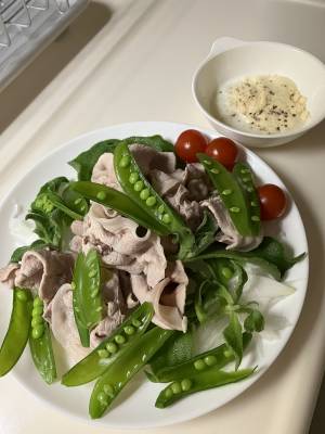 春の豆と牛肉のサラダ