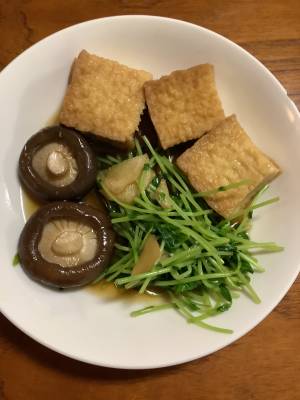 豆苗と厚揚げの煮物