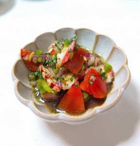 たことトマトのサラダ