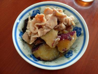 さつまいもと豚バラの煮物