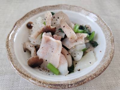 かぶとベーコンのサッと炒め