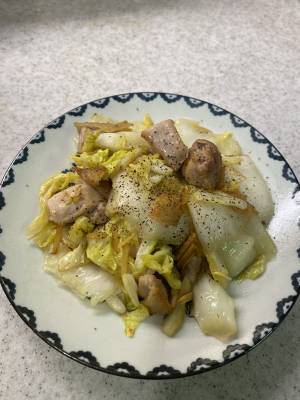 塩もみ白菜と鶏もも肉のしょうが炒め