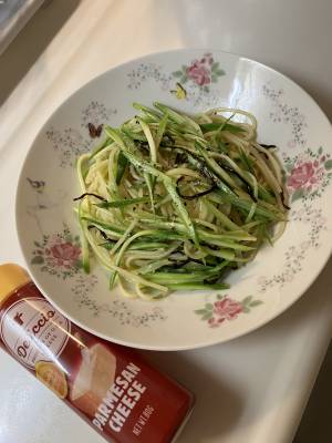 アスパラと塩昆布のパスタ