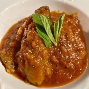 なすと牛肉のトマト煮込み