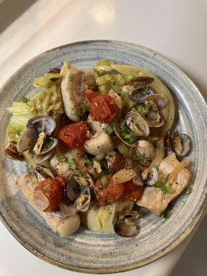 春キャベツの豚あさり蒸し