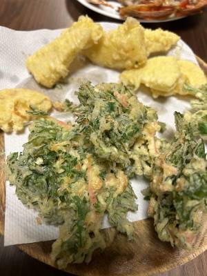 春菊と桜えびのかき揚げ