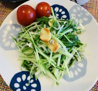 じゃこと水菜のにんにくソテー