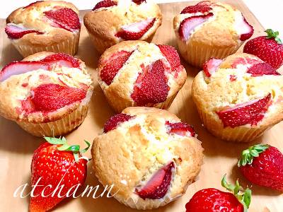 いちごのマフィン