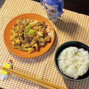 豚たまのねぎしょうが炒め