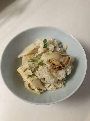 たけのこと帆立ての炊き込みご飯