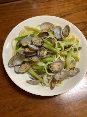 アスパラのボンゴレスパゲッティ