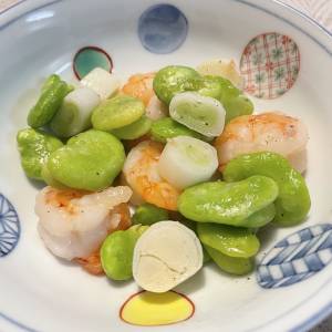 そら豆とえびの塩炒め