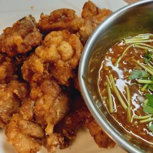 スティック鶏竜田 甘ねぎ梅肉ソース