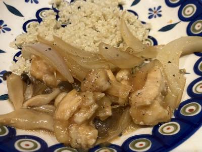 鶏むね肉と新たまねぎの照り煮