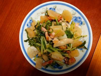 かぶとベーコンのサッと炒め