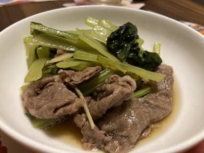 小松菜と牛肉のオイスター煮