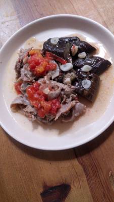 なすと豚肉とトマトの重ね煮