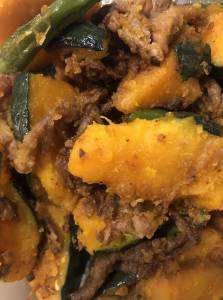 かぼちゃと牛肉のバターじょうゆ