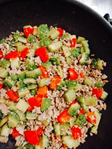 ゴーヤーと豚ひきの甘辛炒め