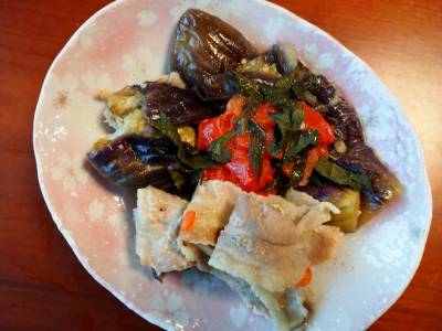 なすと豚肉とトマトの重ね煮