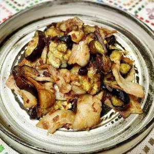 なすと豚バラ肉のおかか炒め