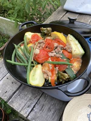 なすと豚肉とトマトの重ね煮