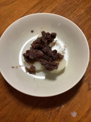 レンチン長いもの小豆あんがけ