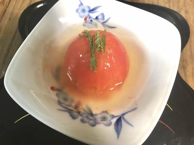 トマトの肉詰めあんかけ