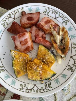 かぼちゃとエリンギのスパイシーチーズ