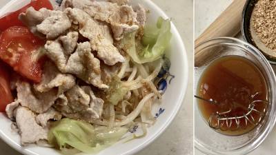 もやしと牛肉のごまポン酢丼