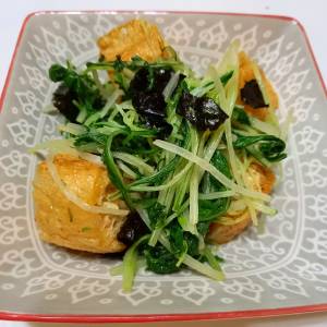 水菜と油揚げのからしあえ