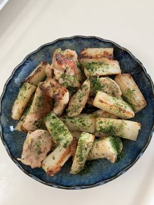 鶏肉と長芋の青のり山椒バター