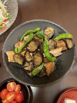 なすと鶏肉の梅照り焼き