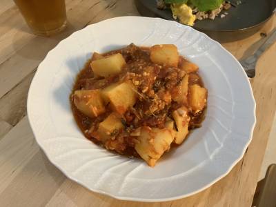 さば缶のじゃがいもトマト煮