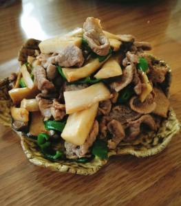 エリンギと豚肉のオイスターソース炒め