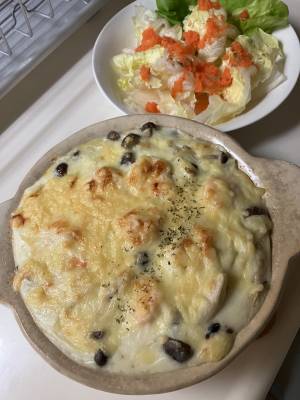 えびときのこのマカロニグラタン