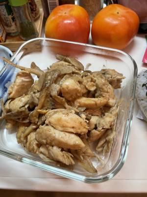 ささ身とまいたけのごまマヨ炒め