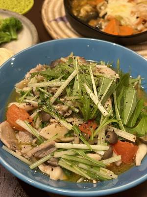 水菜と豚バラの炒め物