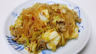 塩もみ白菜の春雨炒め