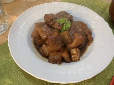 大根と鶏肉の黒酢煮