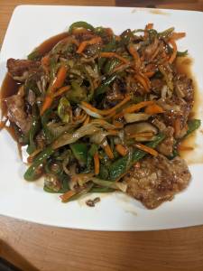 ピーマンと豚肉の黒酢炒め