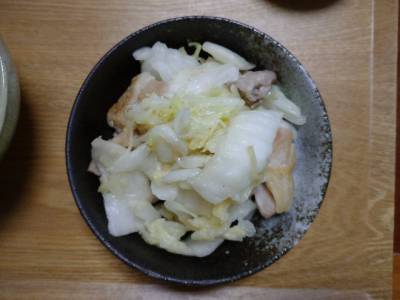 塩もみ白菜と鶏もも肉のしょうが炒め