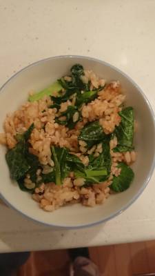 小松菜とひき肉のオイスターソースご飯