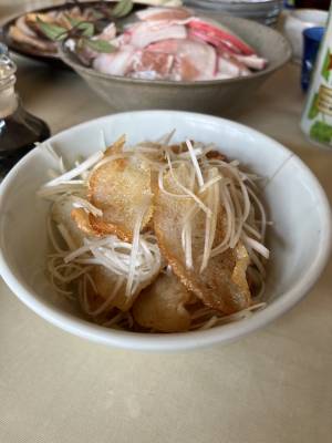 揚げかまぼことねぎのあえ物